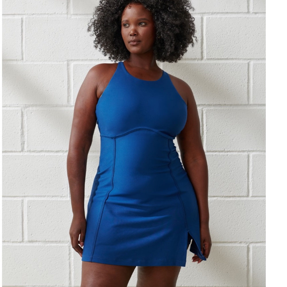 Abercrombie & Fitch YPB Sculptlux Corset High Neck Active Mini Dress, Blue